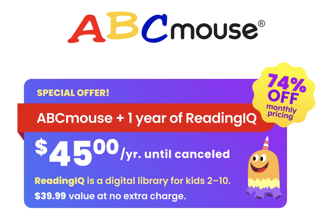 FREE ReadingIQ One-Year Subscription with the purchase of ABCmouse!